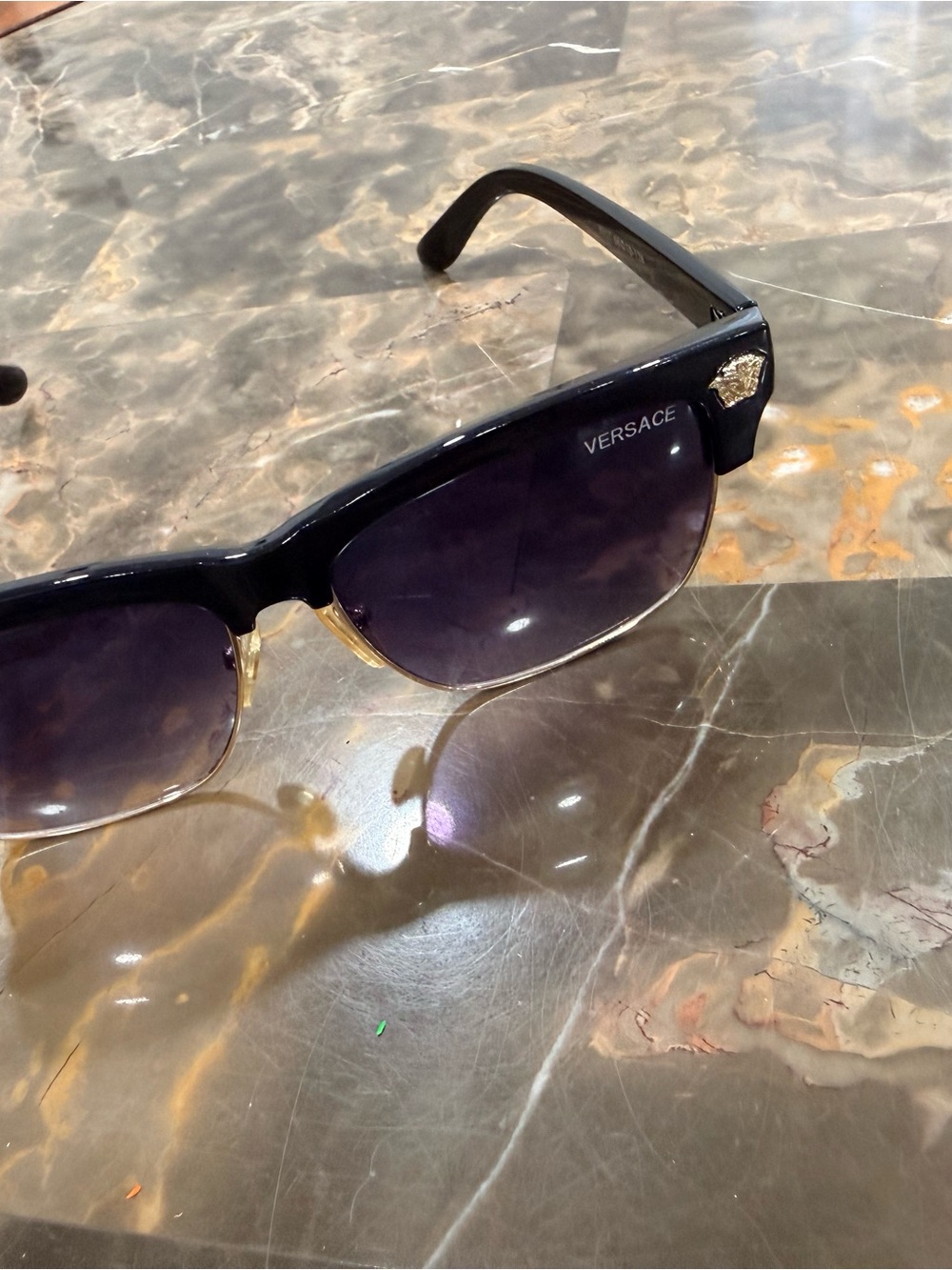 Versace Black Sunglasses with Gold Medusa Emblem